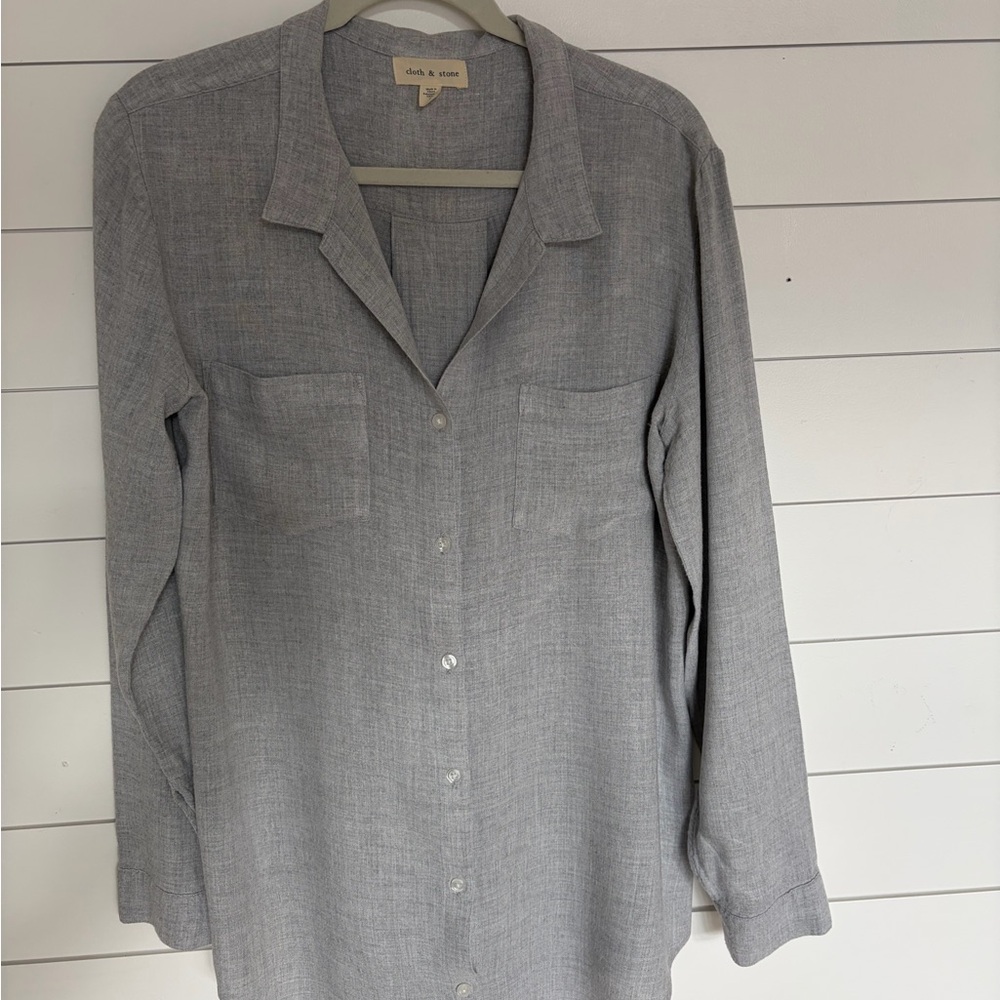 TWO!! Cloth and Stone Button Down Shirts - Navy and Dove Gray - Picture 2 of 10